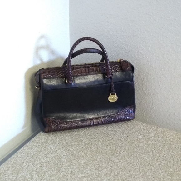 Brahmin Brown Snake Embossed Leather Bag.